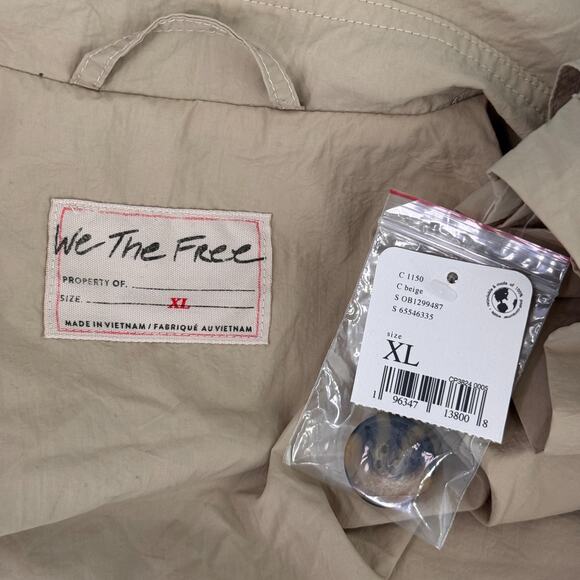 Free People Eastwick Trench Coat Womens XL We The Free Lightweight Nylon NEW - Picture 3 of 11